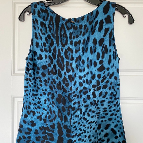 Dolce & Gabbana Silk TEAL Blue Leopard Print Blouse / Top Sz 42 Small - Picture 8 of 9